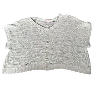 POL Knit Short Sleeve Sweater Embroidered Flowers Small Oversized Mint NWOT